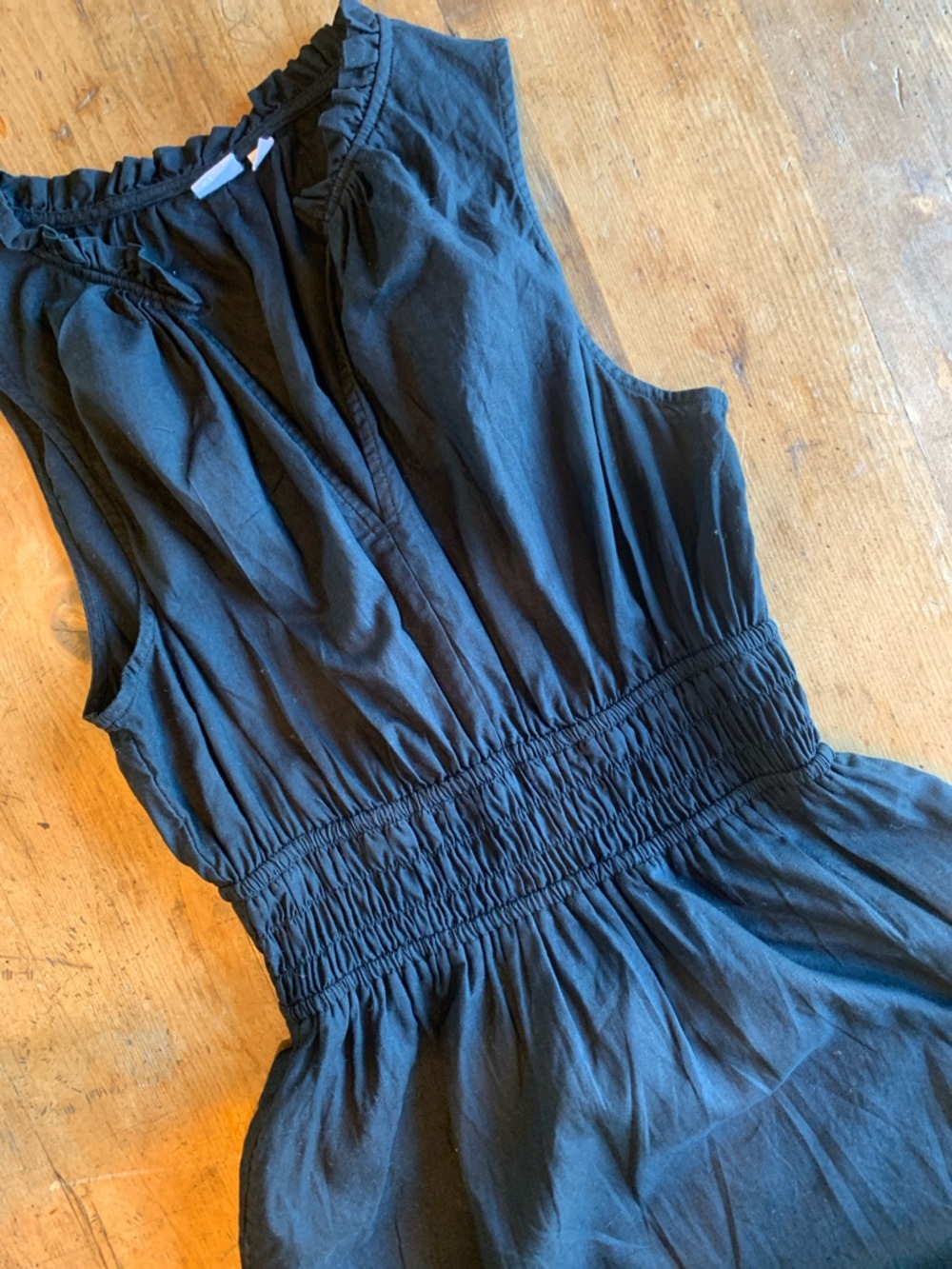 GAP Black Ruffled Sleeveless Linen Cotton Dress - pockets